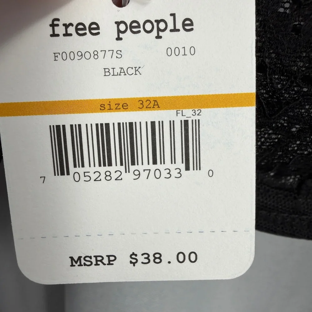 Free People‎ Intimately Black Lace Underwire Bra 32A New